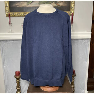 LL Bean Cotton Cashmere Blue Crew Neck Soft Sweater XXXL Tall